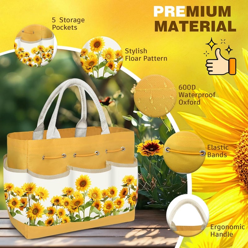 OUREST 22Pcs Gardening Tools Set for Women Heavy Duty Garden Hand Tool Kit Gifts for Mom Beginner Gardener Gardening Accessories with SunflowerTote Bag/Shovel/RepottingMat/Plant Labels/Gloves-Yellow - Image 4